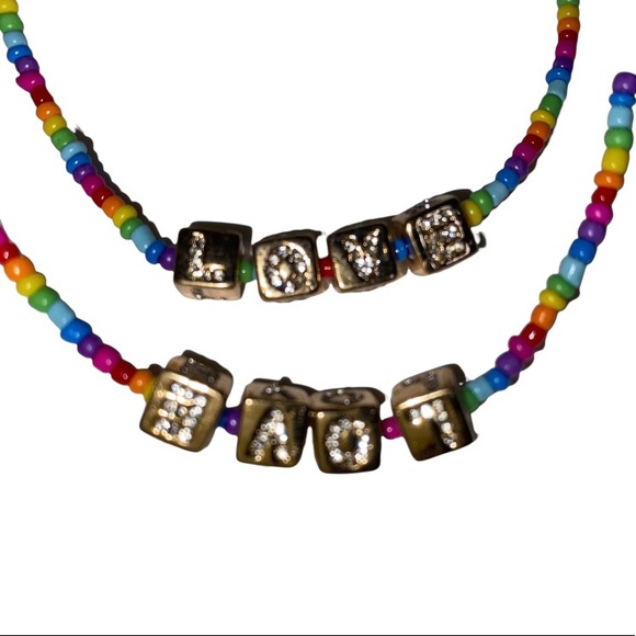 Betsey Johnson Love Beaded Hoop Earrings - Picture 5 of 8